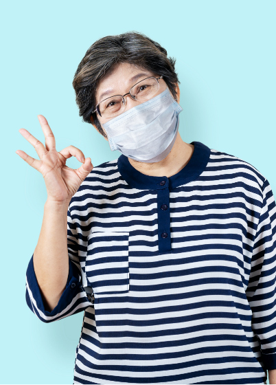 happy person in surgical mask